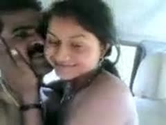 Beautiful Indian cheating wife in the car widens her legs for her hubby